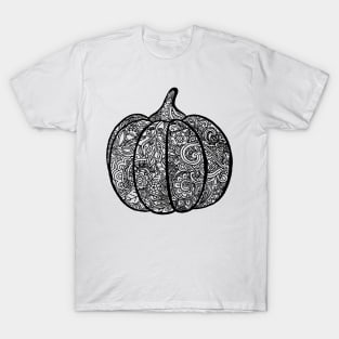 Pumpkin Zentangle - Black Lace T-Shirt